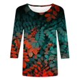 thumbnail image 5 of Xihbxyly Hauts pour Femmes Manches 3/4 T-shirt Imprimé de Mode pour Femmes Blouse à Manches 3/4 Col Rond Hauts Décontractés Articles en Liquidation, 5 of 5