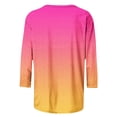 thumbnail image 4 of Cinvoph T-Shirts d'Été Imprimés pour Femmes Manches 3/4 Col Rond Dégradé Hauts Chandail Ample Blouses de Vacances, 4 of 5