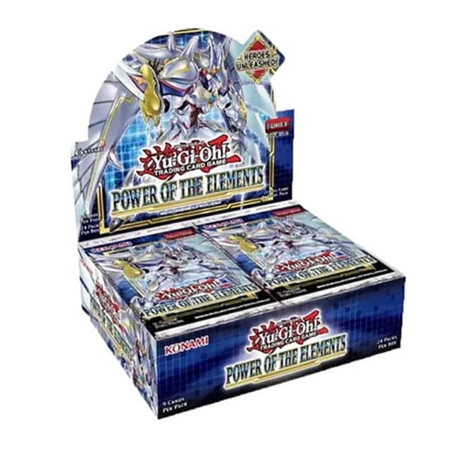Yu-Gi-Oh! CCG : Boîte de Boosters : Power of The Elements (24 Ct) (Unlimited) avec Emballage Multicolore Mettant en Vedette l'Illustration Elemental HERO Neos. Comprend 24 Paquets de Cartes à Échanger Tirées de l'Ensemble Power of The Elements, Offrant de Nouvelles Stratégies et Cartes pour les Thèmes GX de Yu-Gi-Oh!. Idéal pour les Collectionneurs et les Joueurs, Présenté dans un Emballage Konami de Marque avec des Graphiques Vibrants