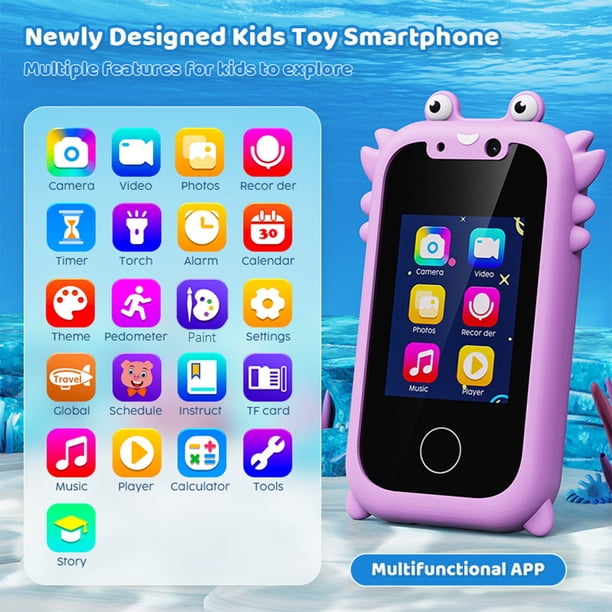 Téléphone Enfant Avec Appareil Photo, Vidéo, Musique, 5 Jeux éducatifs – Double Caméra HD 1080p – Carte 32G Incluse – Dès 3-7 Ans