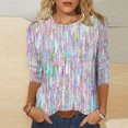 thumbnail image 1 of UPPADA Blouses pour Femmes Grande Taille à Manches 3/4, T-Shirts à Imprimé Floral Teintable, Chemises Décontractées Tendance à Col Rond, Chandails Confortables à Enfiler, Hauts Blouses Mignons d'Été pour Femmes, Hauts à Manches 3/4 en Liquidation, 1 of 5