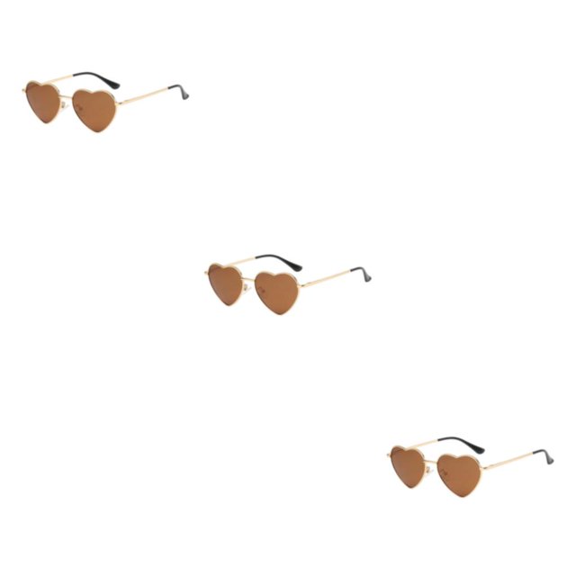 maskred PVC Heart-Shaped Glasses Non-Slide Silicone Nose Pads And Mulitple Colours For Chic Look Gold Metal tea color 3Set