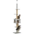 thumbnail image 1 of PawHut Floor to Ceiling Cat Tree 89"-104" Adjustable Height, Light Grey, 1 of 10