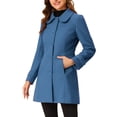 thumbnail image 4 of INSPIRE CHIC Manteaux pour Femmes Col Peter Pan Boutonnage Simple devant Boutonné Manteau d'Extérieur Manteaux d'Hiver TP Bleu Marine, 4 of 7