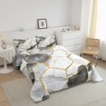 thumbnail image 3 of Gold Marble,Bedding Set Queen Size Geometric Hexagon Quilt Metallic Marbling Comforter Set Grey White Stone Pattern Bedding Comforter Sets For Kids Teens Bedroom Decor, 3 of 7