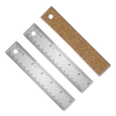 Uxcell Règle Métallique en Acier Inoxydable 3 Pcs, Règle à Bord Droit 15 cm avec Endos en Liège, Règle Métallique Métrique Antidérapante en Pouces