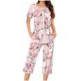 thumbnail image 1 of Rbaofujie Chemises de Nuit pour Femmes Femmes Décontracté Col Rond Manches Courtes Blouse Pantalon Mode Pyjama Ensemble Pyjama pour Filles, 1 of 4