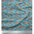 thumbnail image 1 of Soimoi Modal Satin Fabric Leaves & Tiger Jungle Print Sewing Fabric Yard 42 Inch Wide, 1 of 3