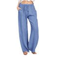 thumbnail image 1 of VEKDONE Womens Linen Long Pants Light Blue XXXL, 1 of 5