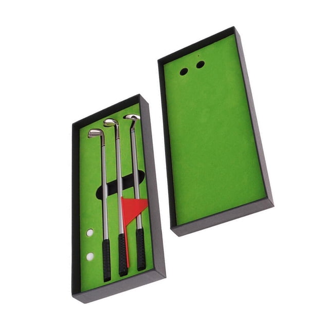 Ensemble de Stylos de Golf Mini de Bureau Jeu de Golf Jouet Putter Jeu de Mise Drapeau Vert Stylos à Bille Rouge