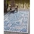 thumbnail image 3 of Unique Loom Traditional Collection Distressed Vintage Medallion Transitional Indoor and Outdoor Flatweave Area Rug, 5 x 8 Feet, Blue/Ivory, 3 of 4