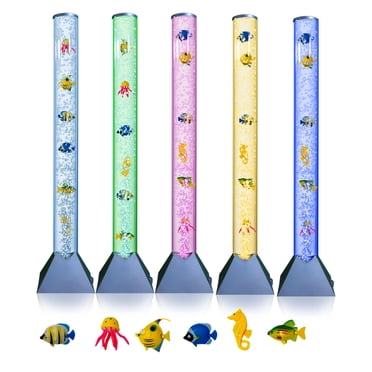 Brewish Sensory Bubble Floor Lamp| 7 Color Changing LED Mood Night Light| Special Needs Toys for Autistic| Fake Aquarium Water Tube Lamp| Gift for Kids, Men & Women| Blue Base - 3 Feet Tall
