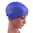 thumbnail image 2 of MesaSe New Adult Swimming Cap Waterproof Silicon Waterdrop Cover Dark Blue, 2 of 6