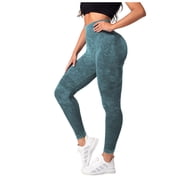 Yammkia Leggings for Women, High Waist Tummy Control Yoga Pants, Butt Lifting &Smooth Leggings Knee Length Leggings with Pockets(Green,L)