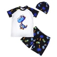 thumbnail image 1 of MIASHUI Boys Two Piece Rash Guard Swimsuits Kids Short Sleeve Bathing Suit with Sun Hat,White,6-7 Years, 1 of 3