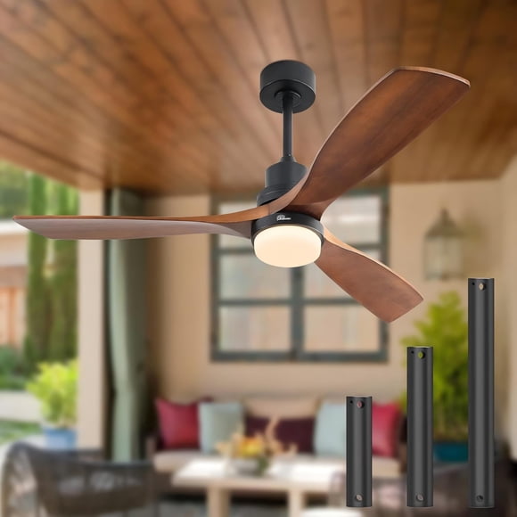 Sofucor Ceiling Fan with Light Remote: 52 inch Modern Bedroom Fans with Dimmable Tri-Color Temperature LED - Quiet Reversible DC Motor - Indoor Outdoor Paito Use