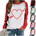thumbnail image 1 of Yuyuzo Chandail à Col Rond pour Femmes à Blocs de Couleur Saint-Valentin chandail Mignon avec Cœur Imprimé Manches Longues, 1 of 4