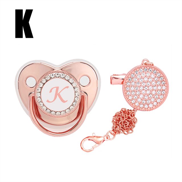 DPTALR Baby Pacifier 26 Letter Name Initial Clip Silicone Infant Nipple Bling Newborn Pacifier