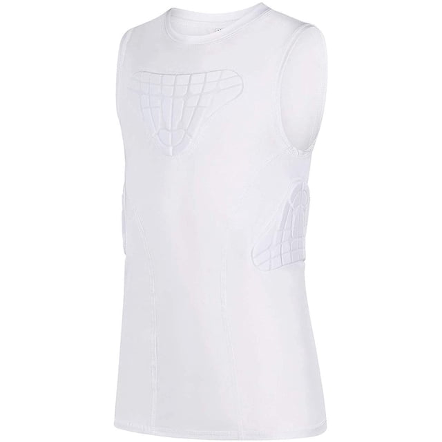 Chemise de Compression Rembourrée pour Jeunes, Protecteur de Poitrine pour Rugby Baseball Football Basketball Lacrosse