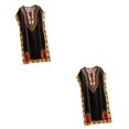 thumbnail image 1 of maskred Femmes de la Mode Plage Vacances Robe Boho Ethnique Élégante Robe en Vrac Noir 2Set, 1 of 6