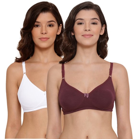 Lyra Women'S Moulded Encircled Bra(513) Pack Of 2 White & Black 30B 2Pc_White & Wine