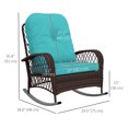 thumbnail image 3 of Outsunny Rattan Rocking Chair with Soft Cushion for Garden, Turquoise, 3 of 10