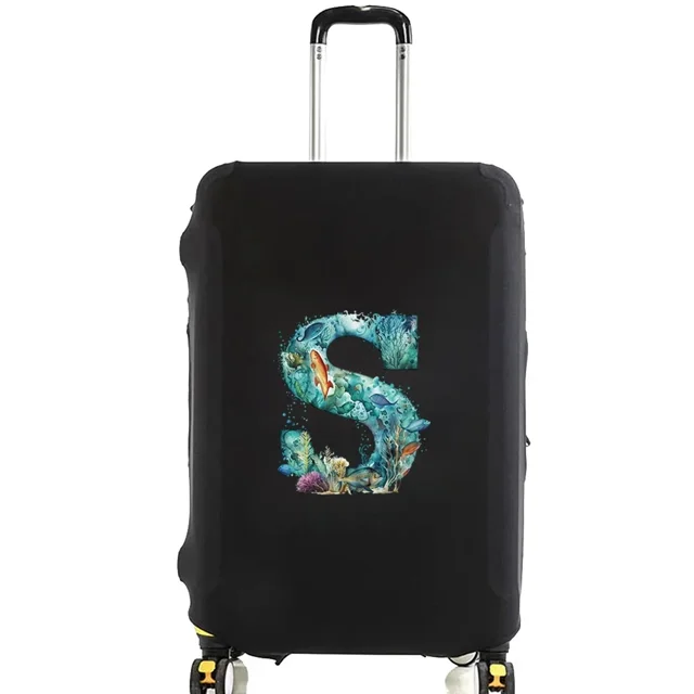 Luggage Covers Protective Cover Travel Luggage Scratch Proof Dust Cover Reusable Dust Cover Washable Fish Letter Print Pattern 8fish letter S L