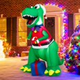 thumbnail image 1 of Costway 6FT Inflatable Christmas Dinosaur Dinosaur Decoration with LED Lights & Gift Box, 1 of 10