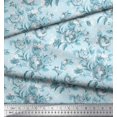 thumbnail image 2 of Soimoi Blue polyester Crepe Fabric Leaves & Floral Print Sewing Fabric BTY 42 Inch Wide, 2 of 3
