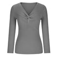thumbnail image 4 of Timegard Chandails pour Femmes pour Sortir Col en V Croisé Manches Longues Coupe Ajustée Tricot Chandail Automne, 4 of 8