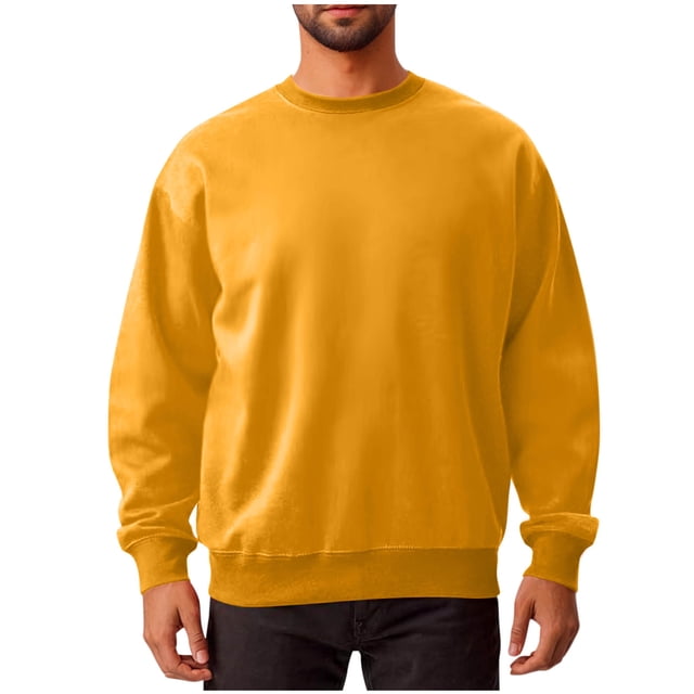 cfhntfmh Chandails Molletonnés pour Hommes Grande Taille Décontractés à Col Rond à Manches Longues Hauts Basiques Molleton Doux Chandails Molletonnés Unis