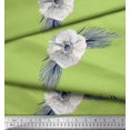 thumbnail image 3 of Soimoi Green Moss Georgette Fabric Leaves & Anemone Floral Printed Fabric 1 Yard 42 Inch Wide, 3 of 5