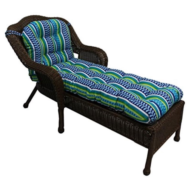 Coussin Capitonné pour Chaise Longue d'Extérieur en Forme de U de 74 Po sur 19 Po - Pike Azure