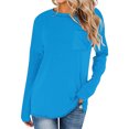 thumbnail image 2 of Timegard Womens Tops Crewneck Long Sleeve Drop Shoulder Basic Tee Fall Casual Loose Tops with Pocket, 2 of 5