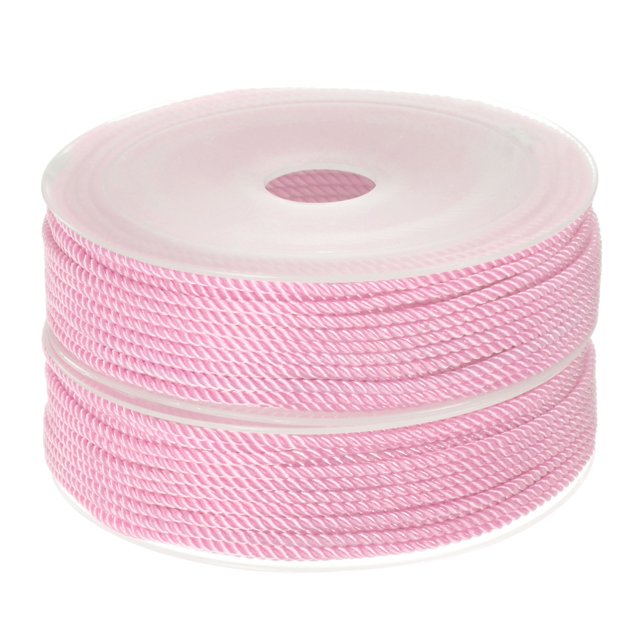 Unique Bargains 2 Pack Twisted Nylon Twine Thread Beading Cord 2mm 13M/43 Feet Extra Strong Braided Nylon String, Pink