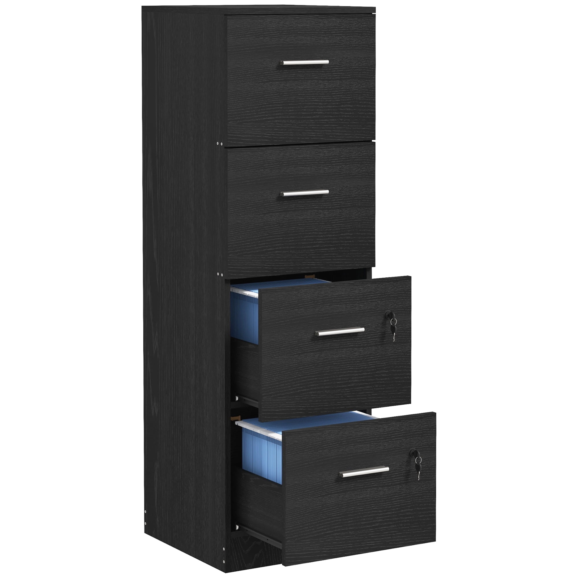 HOMCOM 4 Drawer File Cabinet Locking Filing Cabinet for A4 and Letter Size