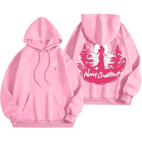 Palm Puff Oversized Hoodies for Women, Teen Girls Preppy Sweatshirt Long Sleeve Y2K Graphic Tees with Pockets, #A52 Pink, Small