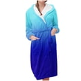 thumbnail image 3 of Meichang Women's Plush Fleece Robe Gradient Long Sleeve Shawl Collar Winter Bathrobe Mid Length Soft Fuzzy Fluffy Robe with Belt Loungewear, 3 of 4