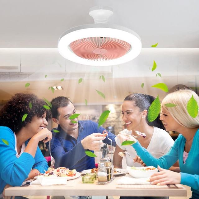 Dvkptbk Ceiling Fan with Lights, Enclosed Low Fan Light, Ceiling Light with Fan, Hidden Fan with E27 Lamp