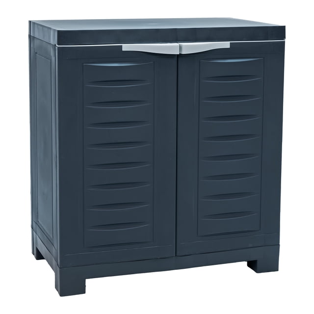 Sunnydaze Armoire de Rangement Polyvalente en Plastique avec Tablette Ajustable - Charbon - 25,5 Pouces