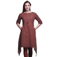 thumbnail image 1 of Bimba Hauts Imprimés Ikat Géométriques Rouges pour Femmes Kurti Asymétrique Robe d'Été pour Filles XX-Grand, 1 of 6