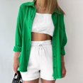 thumbnail image 2 of Timegard Tops for Women Lapel Neck Long Sleeve Button up Shirts Solid Color Fall Casual Loose Blouse, 2 of 4