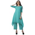 thumbnail image 2 of Moomaya Ensemble Kurti Kurta Pantalon pour Femmes Col Bateau Imprimé Robe 2 Pcs Tenue Ethnique, 2 of 6