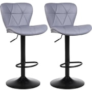 Furniture Swivel Bar Stools Set of 2, Bar Chairs Adjustable Height Bounded Leather Counter Height Barstools and Sturdy Metal Handel Kitchen Island Stool Black
