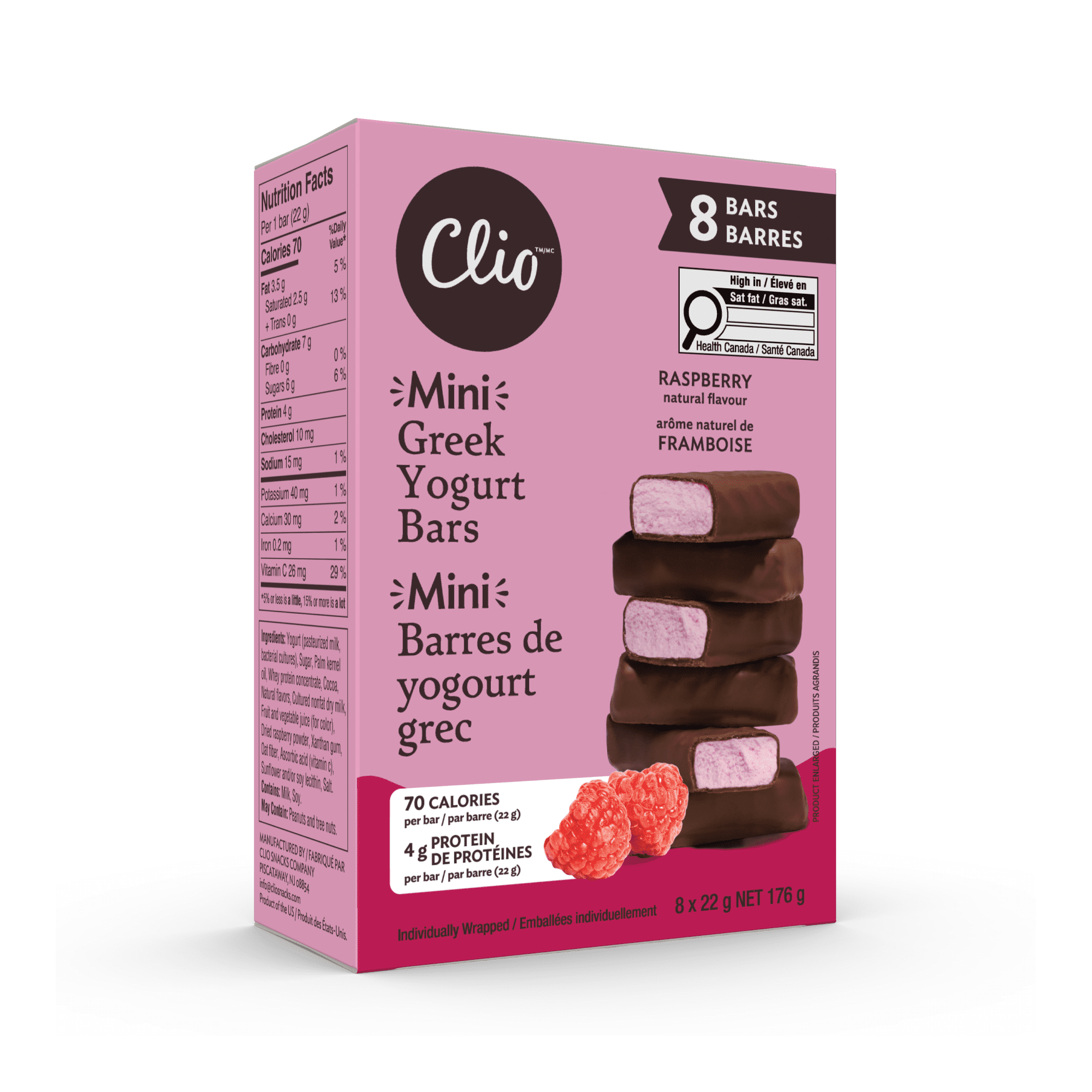 Clio Raspberry Greek Yogurt Mini Bar in Chocolatey Coating - Walmart.ca