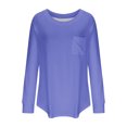 thumbnail image 4 of HKEJIAOI Hauts à Manches Longues pour Femmes Chemises Décontractées Col Rond Épaules Tombantes Tunique Habillée Mode Blouses, 4 of 5