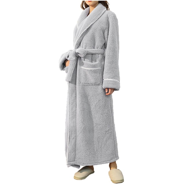 Timegard Womens Robe Soft Warm Fleece Bathrobe Solid Color Fall Winter Casual Loose Comfy Nightgowns