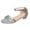 Silver, variant on Women's Low Block Heel Sandals Sparkly Open Toe Princess Shoes with Ankle Strap Comfortable Non Slip Dress Shoes Gold Size 9
