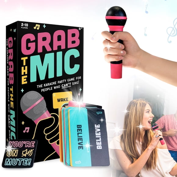 NAOJIE Exciting Grab The Mic - The Family Karaoke Game 8+ Year Olds,2-10 Players - Board Game for Bad Singers,Grab The Mic,Grab The Mic Game,Singing Game