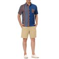 thumbnail image 2 of INSPIRE CHIC Men's Shirts Short Sleeve Summer Cotton Patchwork Button Down Shirts M Navy Brown, 2 of 6